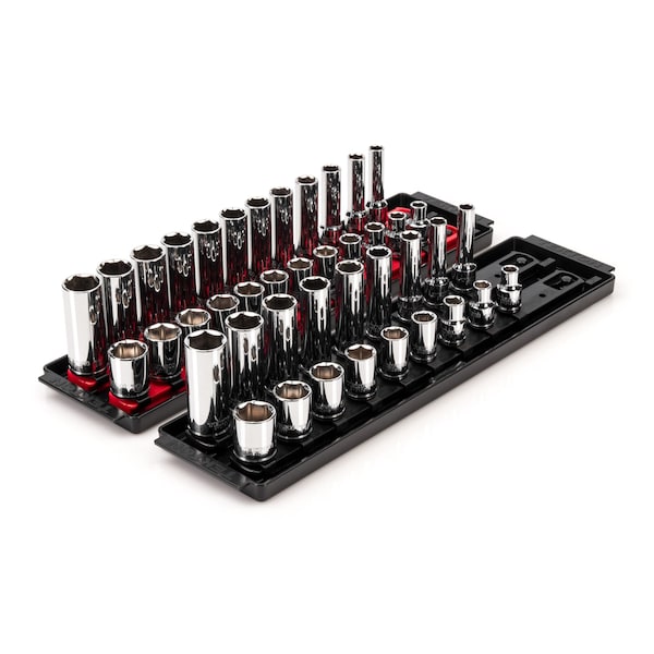 3/8 Inch Drive 6-Point Socket Set with Rails, 42-Piece (5/16-3/4 in., 8-19 mm)